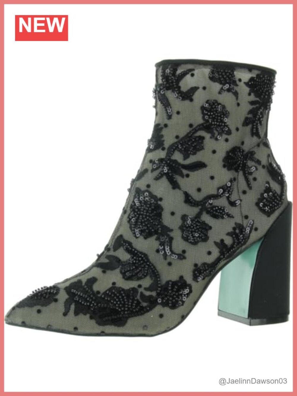Betsey Johnson Women's Merri Ankle Bootie Pointed Toe Kitten Heel Rhinestones